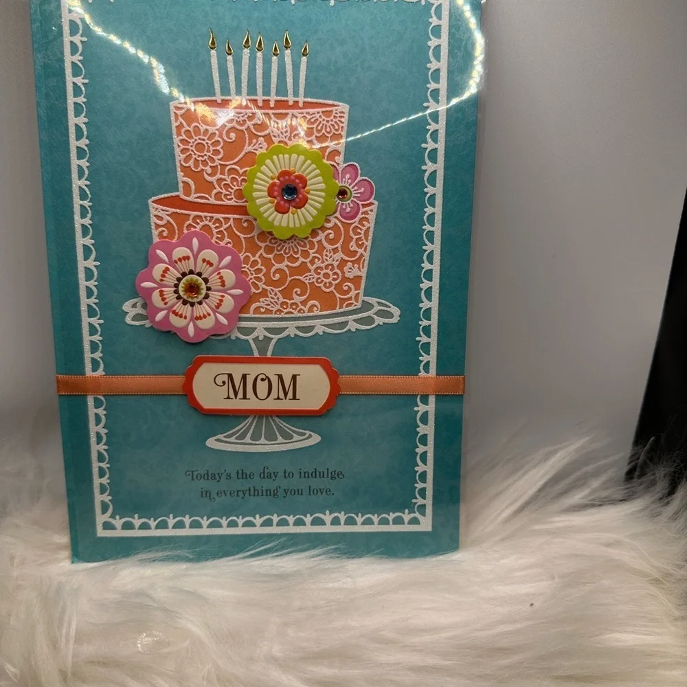 🩵5/$8 Elegant Orange and Blue Cake Greeting Card
